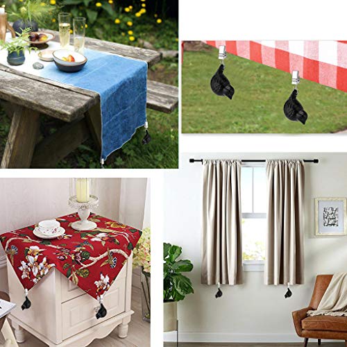 OwnMy Set of 4 Tablecloth Weights Clip on, Pendant Tablecloth Weights Kit with Cast Iron Antique Birds, Cloth Weights Clip for Outdoor Garden Par