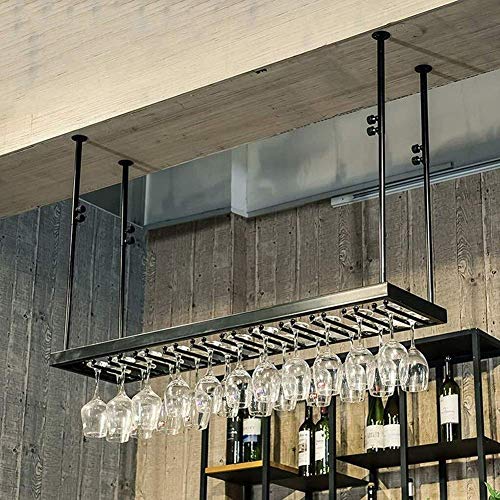 NEOCHY Wine Rack Wall-Mounted Wine Glass Holder - Height Adjustable Wall Shelf Storage Rack Metal Rod - Multi-Function Shelf, Home Retro Decorati