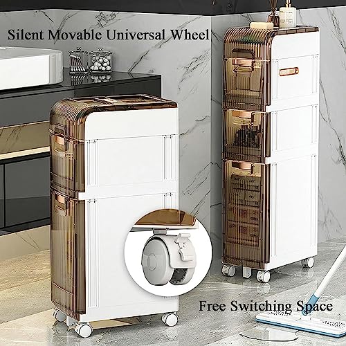 Waterproof Side Cabinet Crevice Shelf Paper Storage Small Bathroom Storage Cabinet Freestanding, Toilet Paper Holder with Storage for Toilet Pape