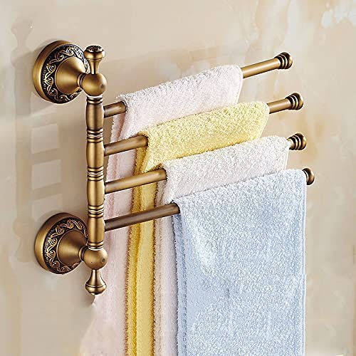 HIGOH Towel Racks, Towel Rail for Bathroom,European Copper Hand Towel Holder,Toilet Towel Bar,Bathroom Antique Rotate Towel Bar Antique Activitie
