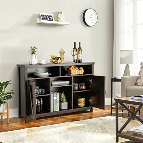 DSHGDJF Buffet Storage Cabinet Farmhouse Sideboard With 9 Bottle Wine Rack And 2 Door Cabinets