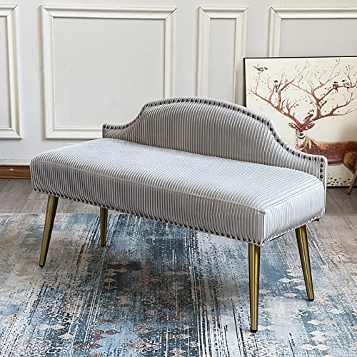 Luxurious End Of Bed Bench With Backrest,Velvet Upholstered Bedroom Bench Dining Bench,Modern Ottoman Bench Seat Entryway Bench Furniture Decor-W