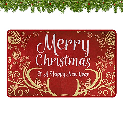 TSLBW Christmas Doormat Printed Non-Slip Rugs Merry Santa Claus Patterned Carpet Floor Door Mat for Entrance Living Room Bedroom Bathroom Xmas Ho