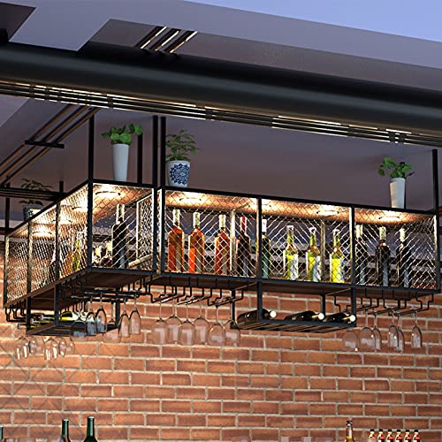 KEppd Wine Rack Wall Mounted - Ceiling Hanging Wine Glass Rack European Style Wine Bottle Holder Decoration Stemware Goblet Shelf for Bars