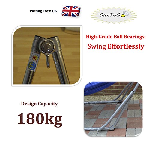 HIGH-GRADE Foldable HAMMOCK - Blue hammock with Folding Steel Stand - Outdoor INDOOR Portable Travel Swing Chair Bed - Max Capacity 180KG