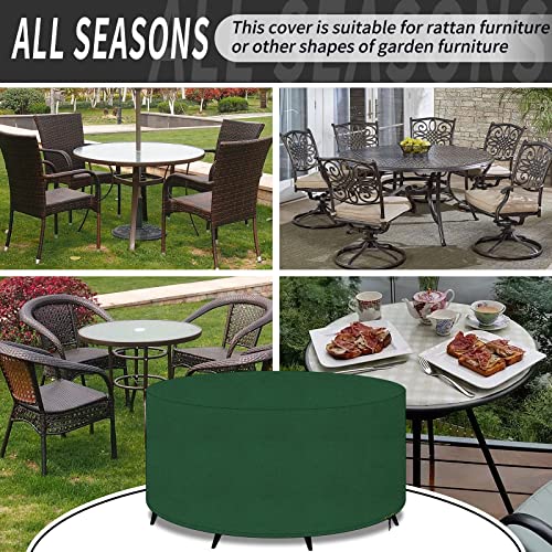 PATIO PLUS Garden Table Covers Round Outdoor, 600D Oxford Fabric Circular Patio Set Table Cover, Garden Furniture Set Cover Waterproof, Windproof