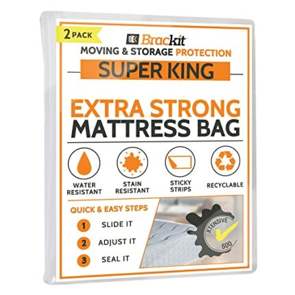 2 x Super King Size - Mattress Bag For Moving, Transport, And Storage - Self-Adhesive - Waterproof, Heavy Duty, Tearproof - 500g Mattress Cover,