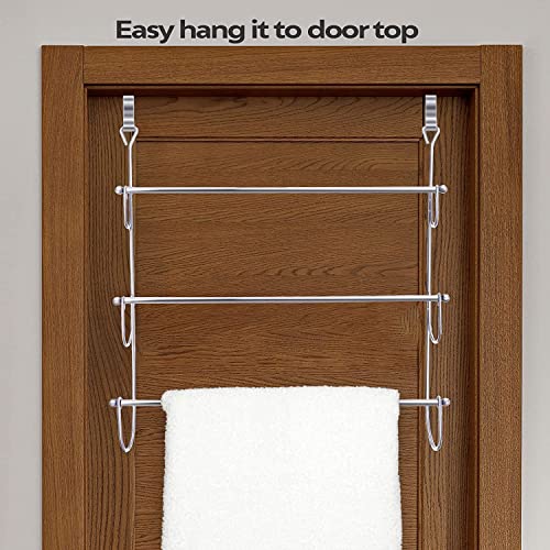 FunkyBuys® Branded Chrome Overdoor Towel Holder 3 Tier (SI-HH1003) Bars Rack Storage Bathroom Home