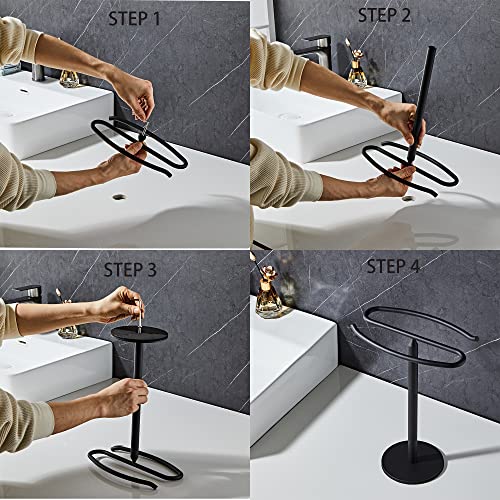 Matte Black Hand Towel Holder Stand, Free-Standing Towel Rack, SUS304 Stainless Steel Towel Bar Rack Stand, Tower Bar for Bathroom Kitchen Vanity