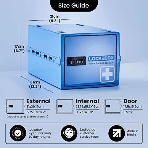 Lockabox One™ | Compact and Hygienic Lockable Box for Food, Medicines, Tech and Home Safety (Medi Blue)