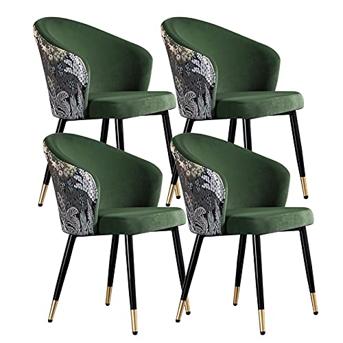 Kitchen Dining Room Furniture Chairs Retro Dining Chair Set Of 4 Modern Kitchen Dining Room Chairs with Metal Legs Velvet Seat and Embroidery Bac
