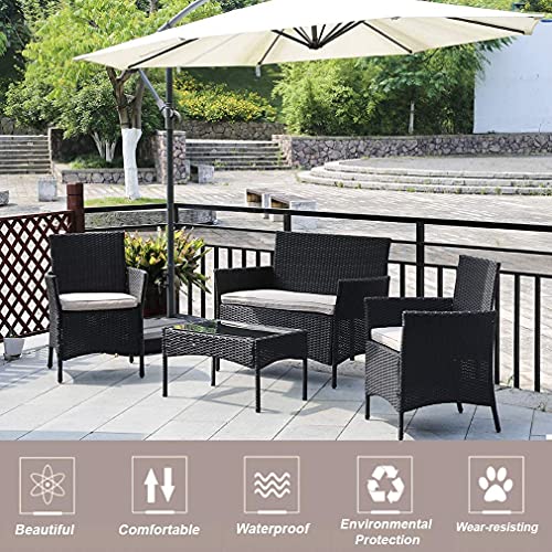 Outdoor Patio Furniture Sets 4 Pieces Patio Set Rattan Chair Wicker Sofa Conversation Set Patio Chair for Backyard Lawn Porch Poolside Balcony Ga
