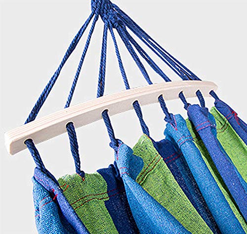 Relarr Double Hammock Couple Hammock - 2 Person Hammock for Indoor Outdoor Garden Patio Backyard Lounging with Portable Bag Canvas Hammock(Blue)