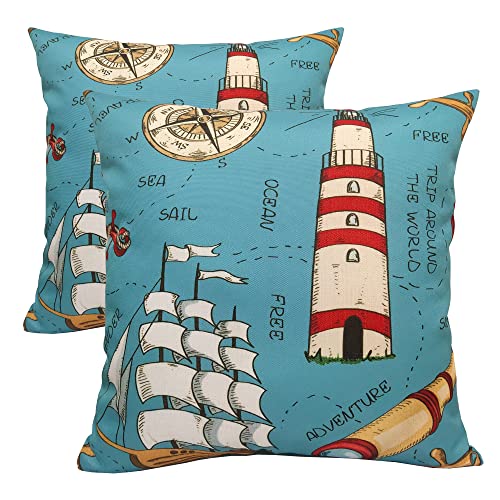 Olivia Rocco Pack of 2 Waterproof Cushion Cover Outdoor Garden Breathable Decorative Cushions Covers for Patio Bench Sofa Furniture Indoor Living