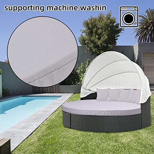 MICTONY Outdoor Daybed Cushion Cover, 66" Replacement Daybed Cover with Elastic Band, Sun Bed Cushion Cover, Outdoor Round Bed Cushion, Cover ONL