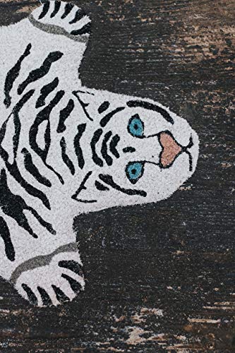Fisura - Shaped entrance mat. Original Coconut doormat with PVC anti-slip backing. Measurements: 70 x 40 cm. (Tiger, white)