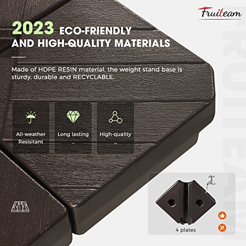 FRUITEAM Patio Cantilever Umbrella Base Weight, 4 Piece Offset Umbrella Stand Outdoor Base Water & Sand Filled, for Hanging Patio Umbrella