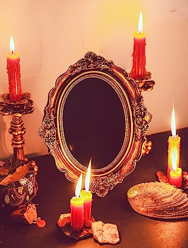 Nosadi Black Scrying Mirror Witchcraft Mirror Scrying Tools Altar Kit Supplies Divination Decorative Mirror Oval Antique Dark Gold 8.3" W x 10" L