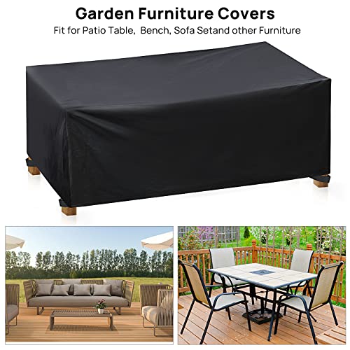 Large Rectangular Garden Table Covers Patio Furniture Covers Waterproof Black 213×132×74 CM Outdoor Table Cover Garden Lawn Rain Snow Chair Cover