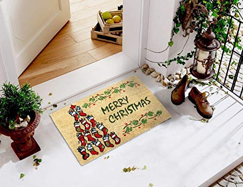 Coco&Coir Door Mat| Non-Slip | Thick Coir | Premium Quality | Rubber Backed | Eco-Friendly | Indoor | Outdoor | Heavy Duty | Christmas Theme | Xm