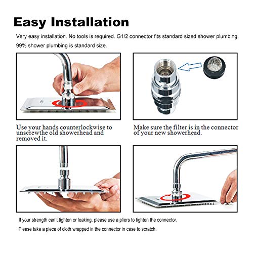 Large Rain Shower Head Round 304 Stainless Steel Ultra Thin Bathroom Shower Head High Pressure Rainfall Showerhead (12inch)