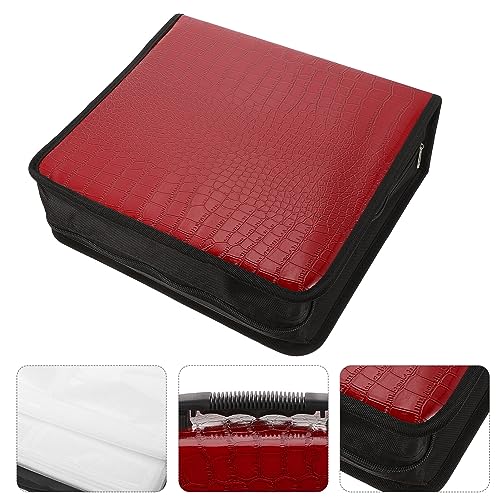 Healifty CD DVD Media Storage Case Large 400-Capacity PU Leather Bag Wallet Allbum Holder Pouch for Car Home Office Travel Red