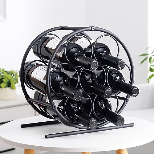 GOSSI Wine Rack Wine Bottle Holders Stands - Black 7 Bottle Metal Stand for White Collar Wine Lovers - Model GOSSI-23035