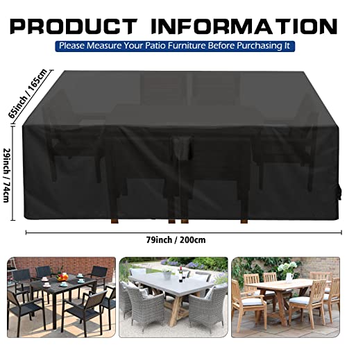 Garden Furniture Cover, 600D Heavy Duty Oxford Fabric Patio Furniture Covers Waterproof, Windproof, Tear Resistant, Anti-UV Outdoor Garden Table