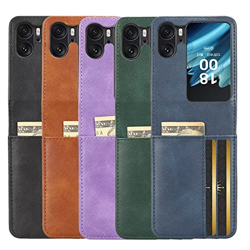 KRjcsfhy Case for OPPO Find N2 Flip 5G Wallet Case wtih Card Holders, PU Faux Leather Back Cover + Hard PC Protective Shell Thin Phone Case for O