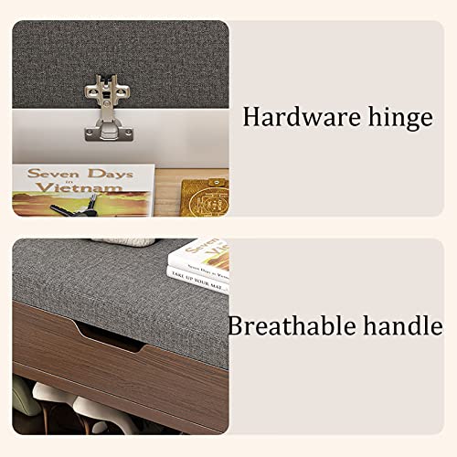 Shoe Storage Bench, Entryway Bench with Flip Top Storage Space And Padded Cushion, 2 Tier Wooden Shoe Storage Cabinet, Shoe Rack for Entryway Liv