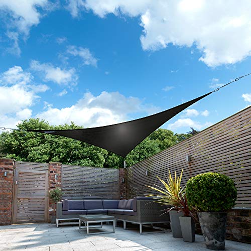 Kookaburra Waterproof Garden Sun Shade Sail Canopy in Black 98% UV Block (3m Triangle)