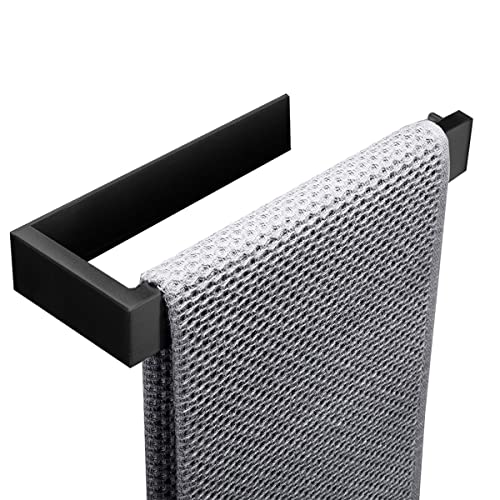 Hallyware Self Adhesive Hand Towel Holder SUS 304 Stainless Steel Towel Ring with No Drilling for Bathroom and Kitchen,Matt Black