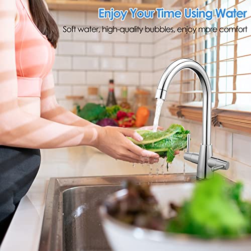 Pakuyi Kitchen Tap Dual Lever Kitchen Sink Taps Brushed Steel Kitchen Sink Mixer Tap High Arc Kitchen Faucet for Daily Use in Kitchen Living Room