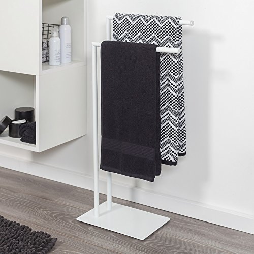 Sealskin Tube Towel Rack Freestanding, Stainless Steel, White, 45.5 x 81 x 19.7 cm