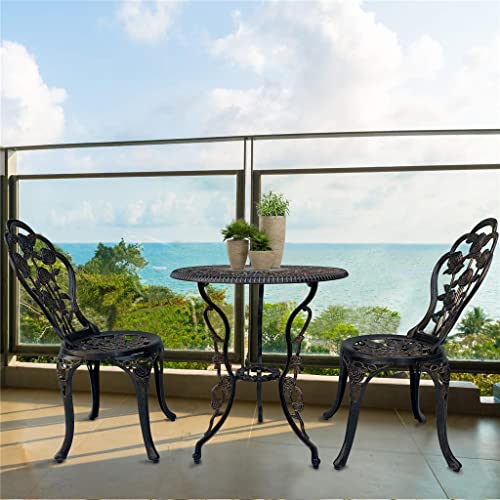 JYDQM 3 Piece Garden Patio Bistro Table and Chairs, Cast Aluminum Garden Dining Set for Outdoor Patio Yard Porch Balconyb (Color : D, Size : Tall