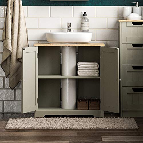 Bath Vida Priano Under Sink Bathroom Cabinet Floor Standing Storage Cupboard Basin Unit, Grey