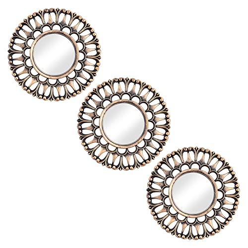 Small Wall Mirrors Decorative Set of 3 | Black and Gold Round Mirrors for Wall Decor Bedroom Living Room | Circle Mirror Wall Decor | Decorative