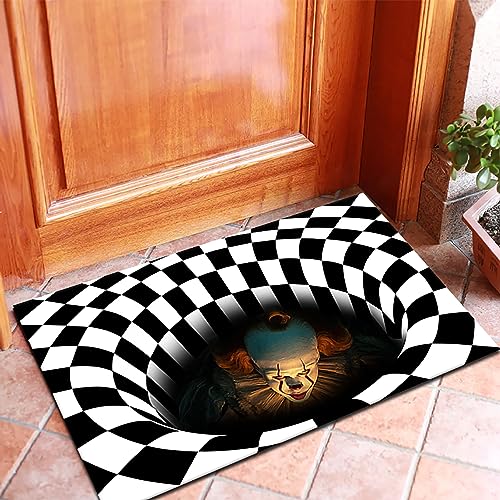 LMAZG Halloween Door Mat, 19.7"× 31.5" Horror Clown Welcome Mat Scary Entry Rug Indoor Outdoor Entrance Floor Mat Non Slip Halloween Decor Holida