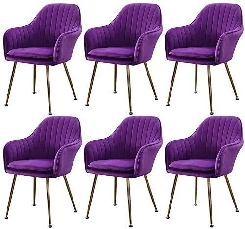 Modern Kitchen Dining Room Chairs Kitchen Dining Chair Set Of 6,with Metal Legs Velvet Seat and Backrests Kitchen Living Room Arm Sofa Chair (Col