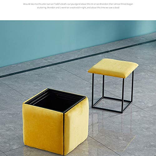 LUKEO Cube Sofa Stool Living Room Dresser Changing Shoes Stool Ottoman Folding Stool Set Space Saving