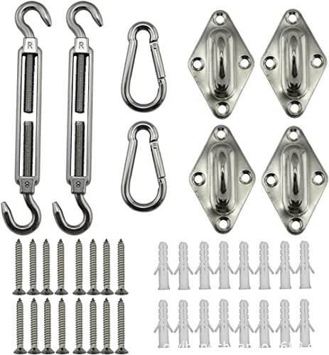 REQO Shade Sail Hardware Kit,304 Stainless Steel Sun Shade Sail Mounting Hardware Kit for Triangle Rectangle Sun Shade Sail Installation,Anti-Rus