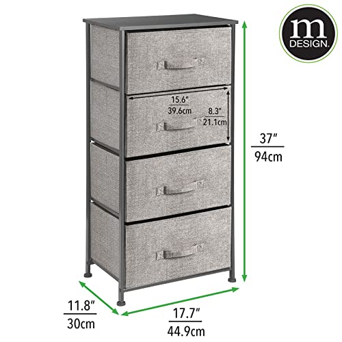 mDesign Chest of Drawers – Bedroom Drawers with 4 Drawers for Clothes, Accessories, Cosmetics – Stylish Bedroom Storage Unit – Black/Dark Grey