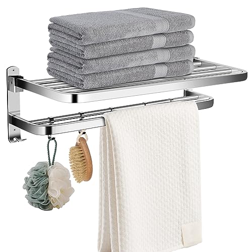 JiGiU 23.6-inch Bathroom Towel Racks Wall Mounted Towel Holder Double Towel Rail Towel Shelf Brushed Nickel SUS304 Stainless Steel Towel Bar with