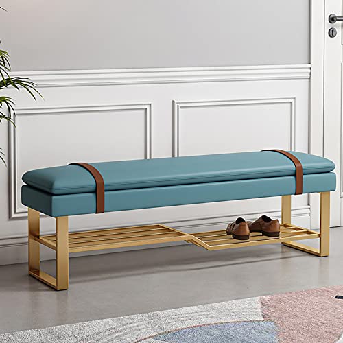 Luxury Shoe Rack Organizer,Comfortable Footrest Stool for Bedroom,Entryway Pu Leather Shoe Storage Bench,Modern Metal Shoe Bench with Upholstered