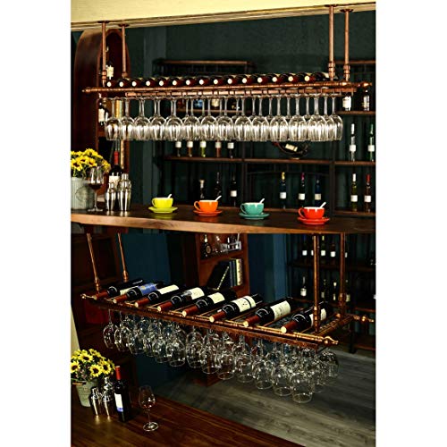 PIBM European Style Suspension Fashion Creative Wine Glass Rack|Wine Rack|Ceiling|Wine Bottle Rack Bar|Restaurant|Bar Counter|Goblet Holder Adjus