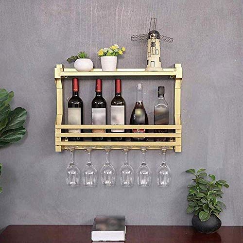 SUCHETA Hanging Wine Rack with Glass Holder and Shelf, Wine Rack Glass Shelf Wall Mounted Wine Shelf Holder Metal Wine Glass Hanging Rack (Color