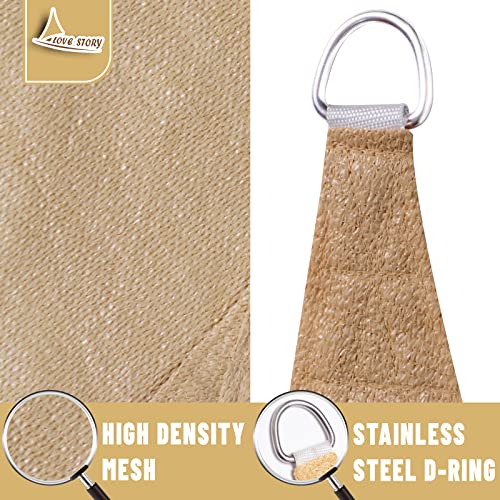 LOVE STORY 20' x 20' x 28.3' Sun Shade Sails Right Triangle Sun Sail Shade Cover Fabric for Patio Outdoor Garden Yard, Sand