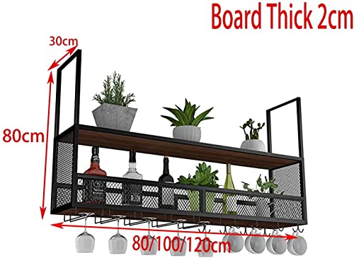 EMISOO Hanging Ceiling Shelf Wine Glass Holder, Upside Down Wine Rack, Simple Style Iron Hanging Wine Glass Rack Ceiling Decoration Shelf, for Ba