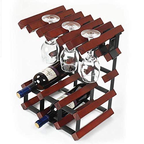 KEppd Wine Rack,Wine Glass Drying Rack and Bottle Holder, Wine Rack with 6 Glass Holder and 6 Bottle Holder, Perfect for Wine Lovers and Guests,W