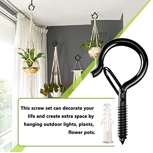 OSELEE Q-Hanger Screw Hooks Outdoor, Wall Mount Ceiling Hook, Safety Buckle Design, Used for Hanging Basket Planters, Wind Chimes, Key, String Li
